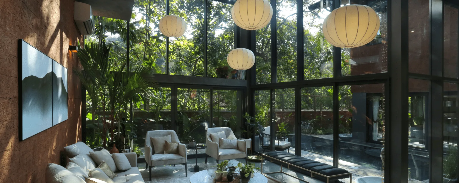 Sunlit modern room with plants
